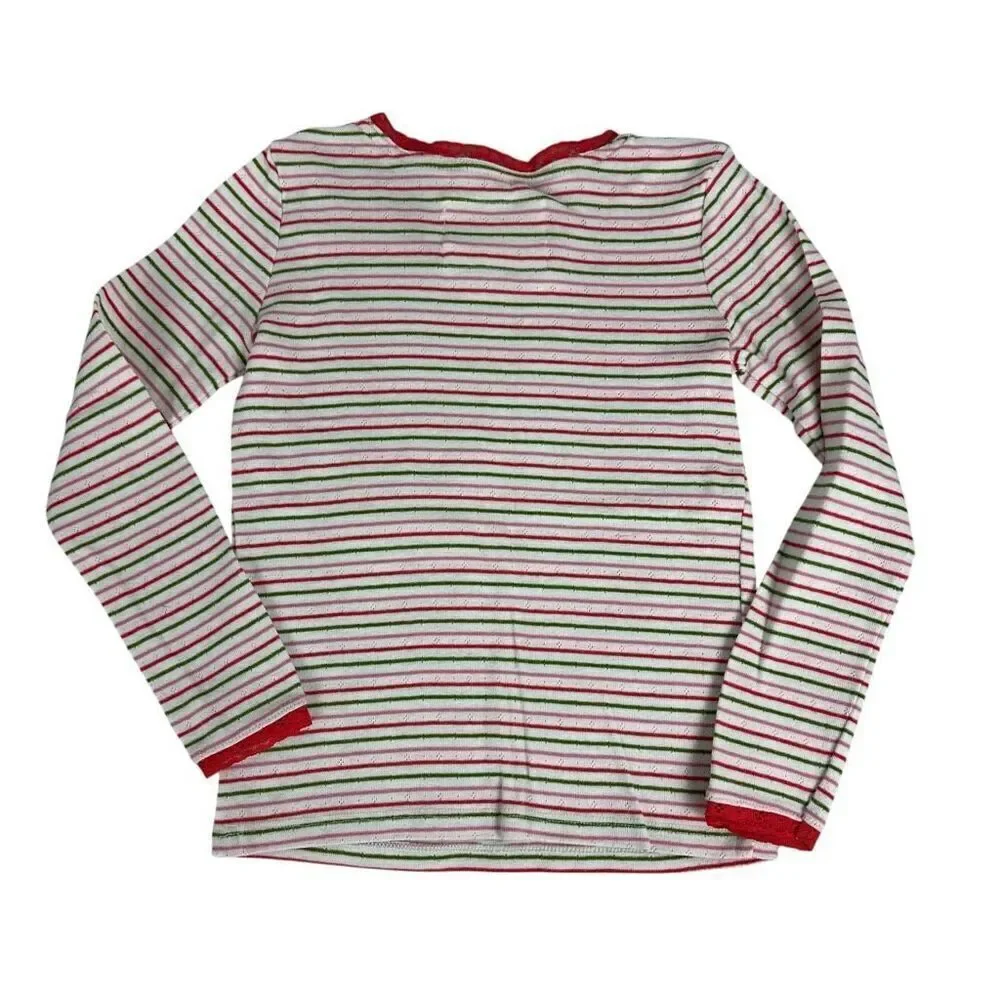 Mini Boden Stripe Long Sleeve T-Shirt size 8-9 Years Lace Neck